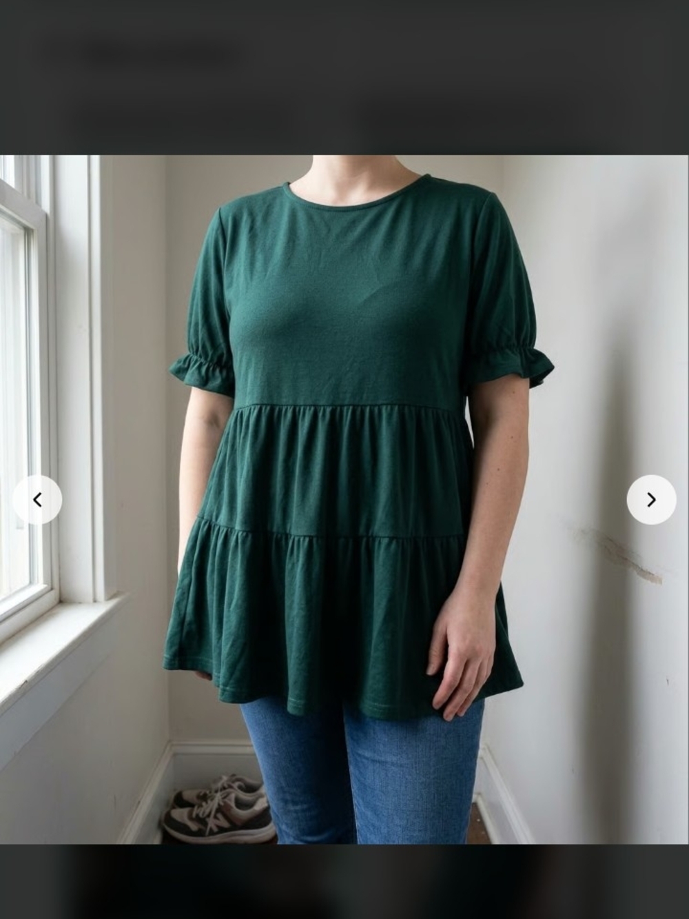 Women's Maurice's 3x Forest Green Tiered Short Sleeve Tunic Top